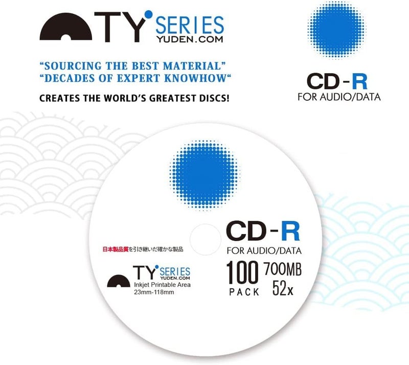 PlexDisc TY Series Blue CD-R 52X 700MB White Inkjet Hub Printable Recordable Media - 50pk Cake Box 66N-214-Y-BX, 50 Discs - Image 5